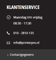 klantenservice printerpro.nl